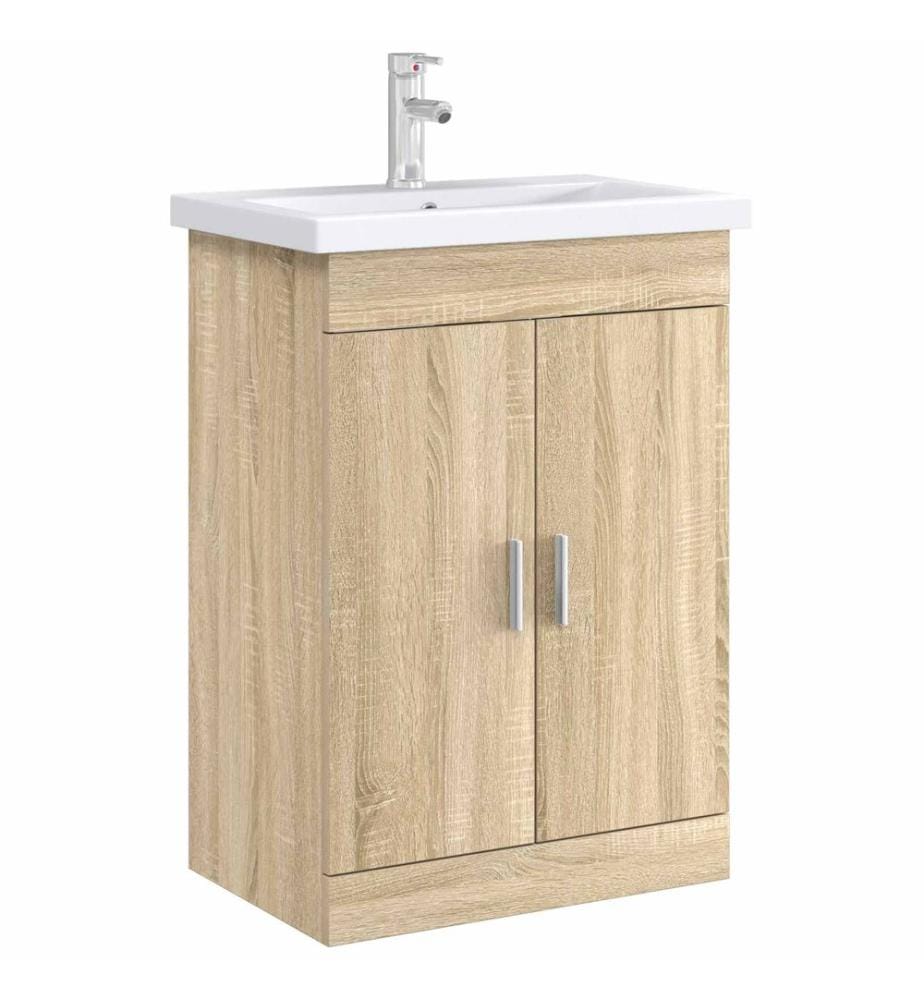 Meuble sous lavabo de salle de bain Chêne Sonoma