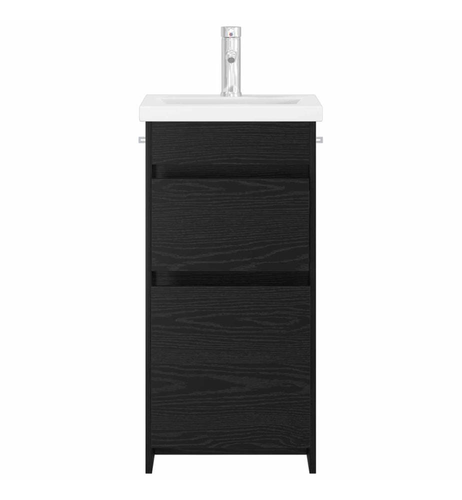 Badezimmerschrank mit Waschbecken Schwarze Eiche