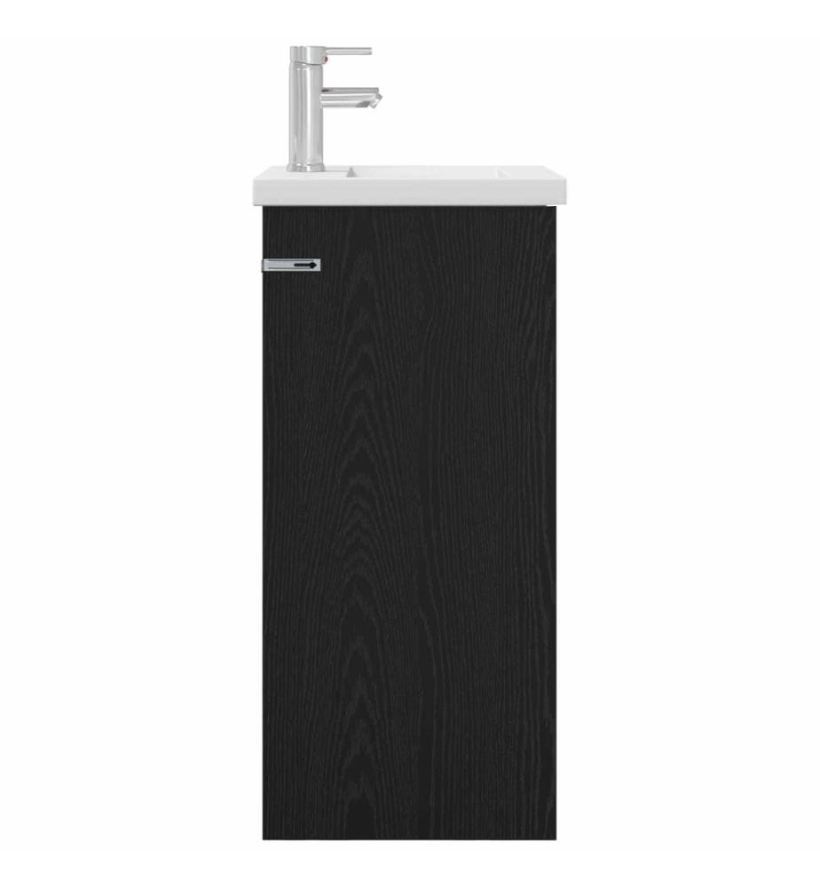 Badezimmerschrank mit Waschbecken Schwarze Eiche