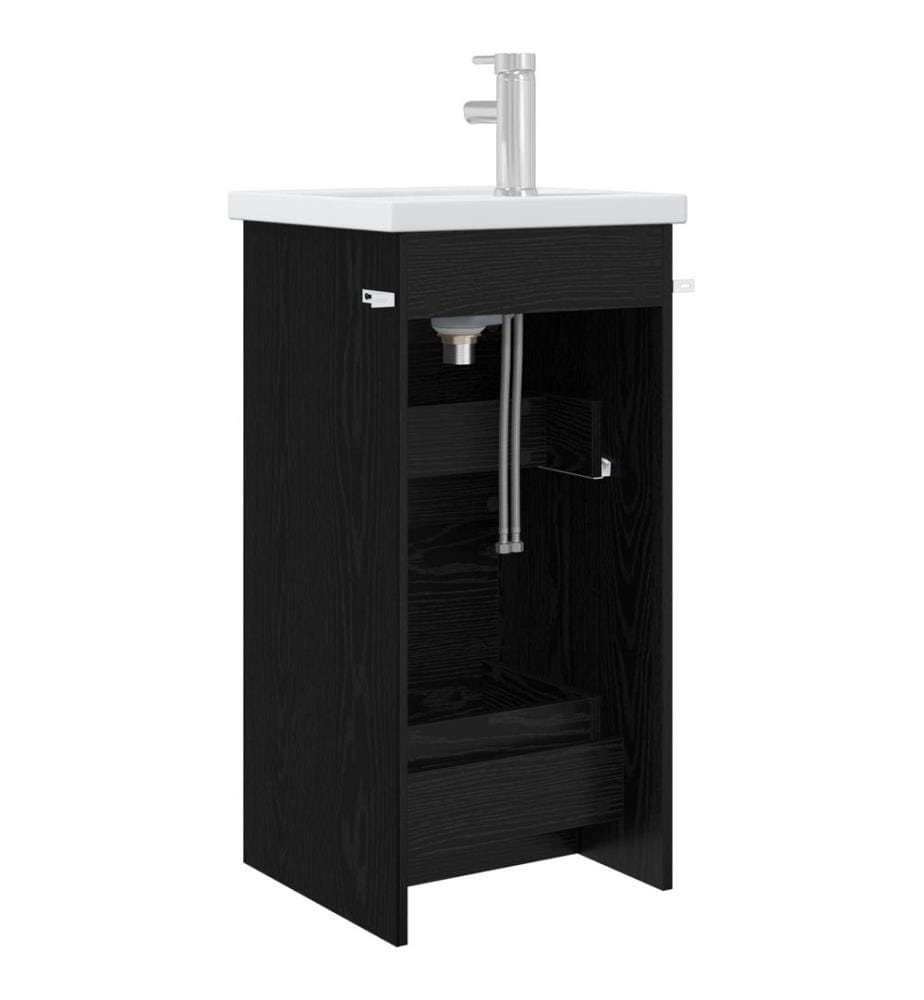 Badezimmerschrank mit Waschbecken Schwarze Eiche