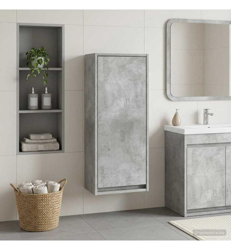 Meuble de lavabo mural Gris béton 35 x 20 x 81 cm