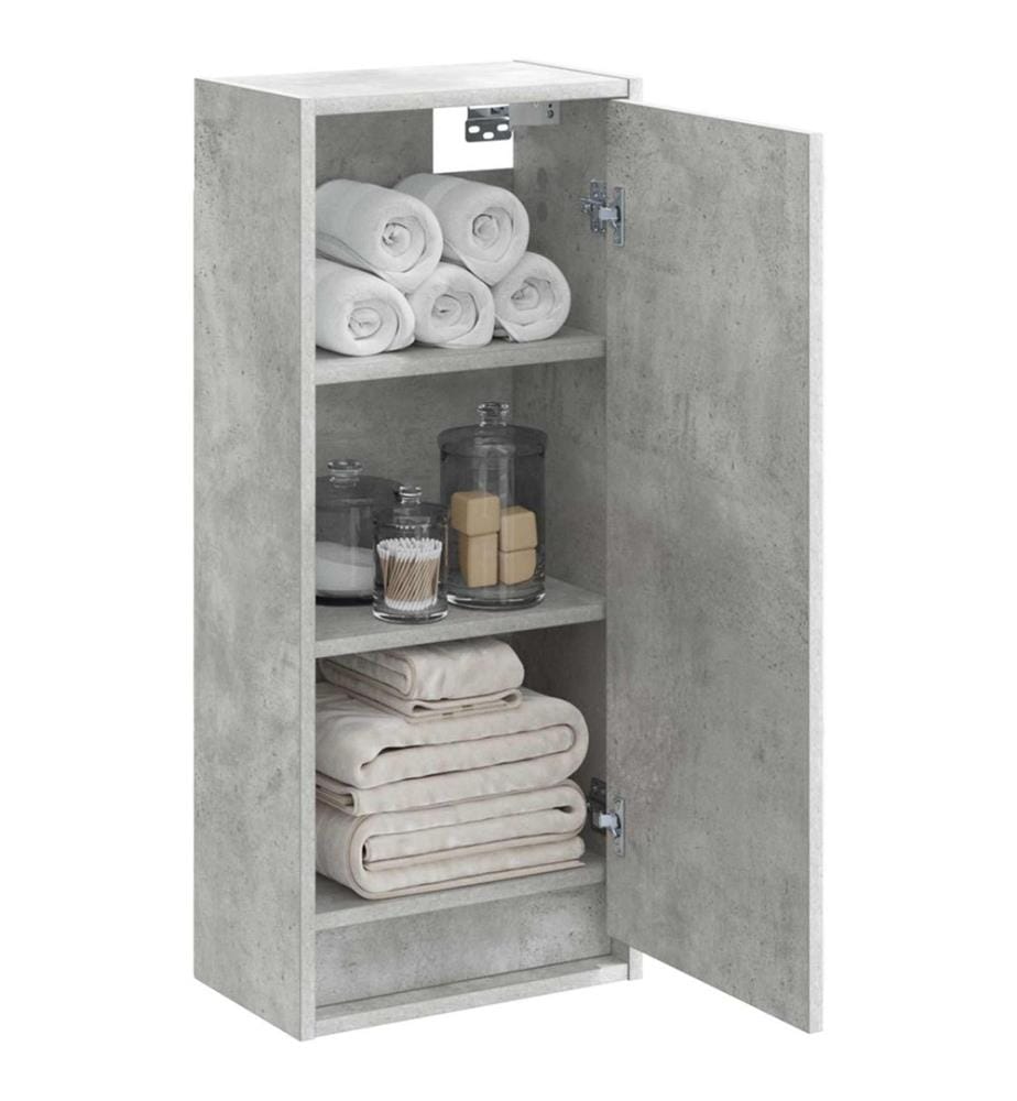 Meuble de lavabo mural Gris béton 35 x 20 x 81 cm