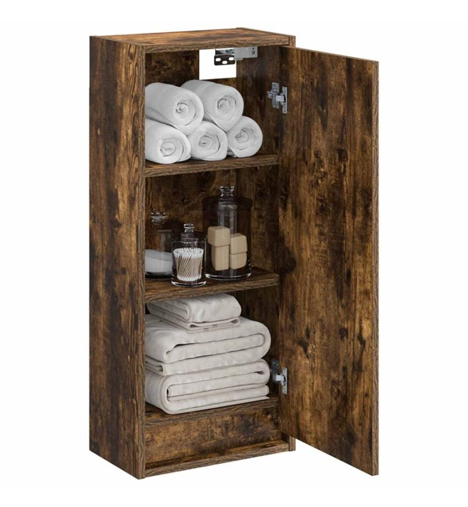 Meuble de lavabo mural Chêne fumé 35 x 20 x 81 cm