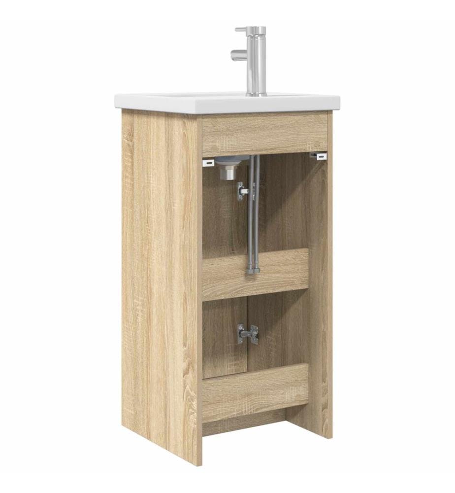 Meuble de salle de bain avec évier Chêne Sonoma