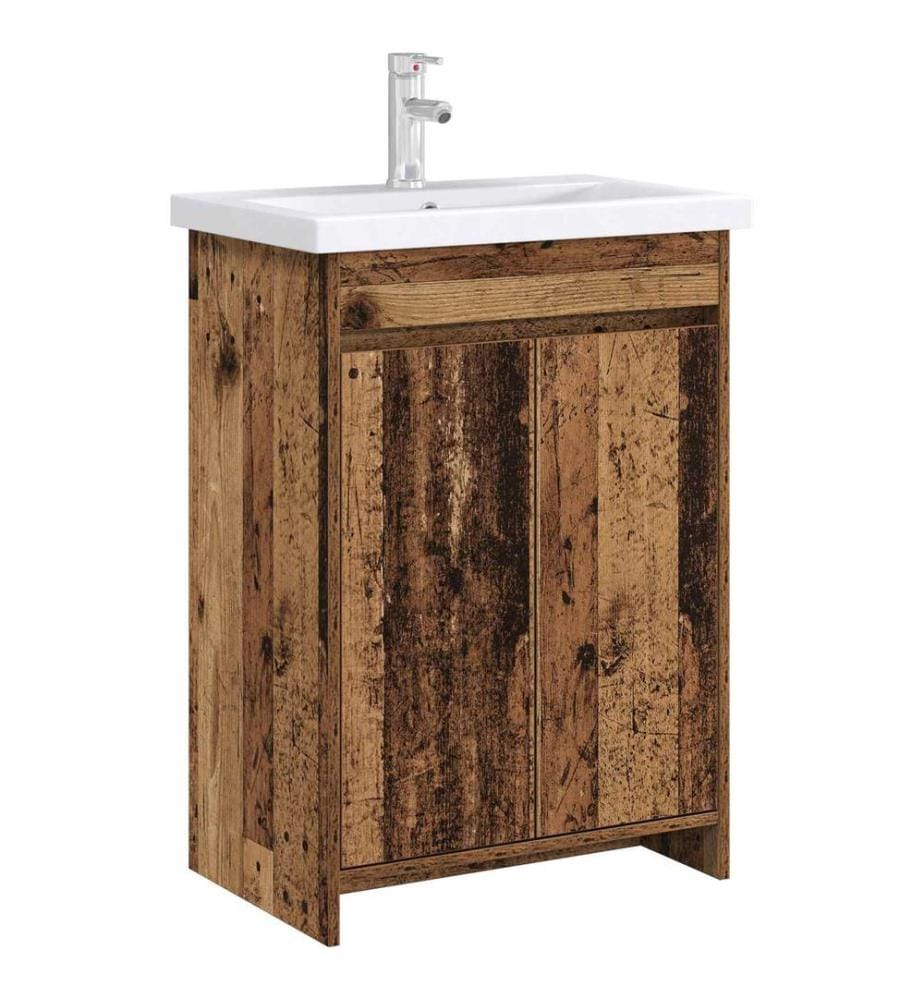 Meuble sous lavabo de salle de bain Bois ancien