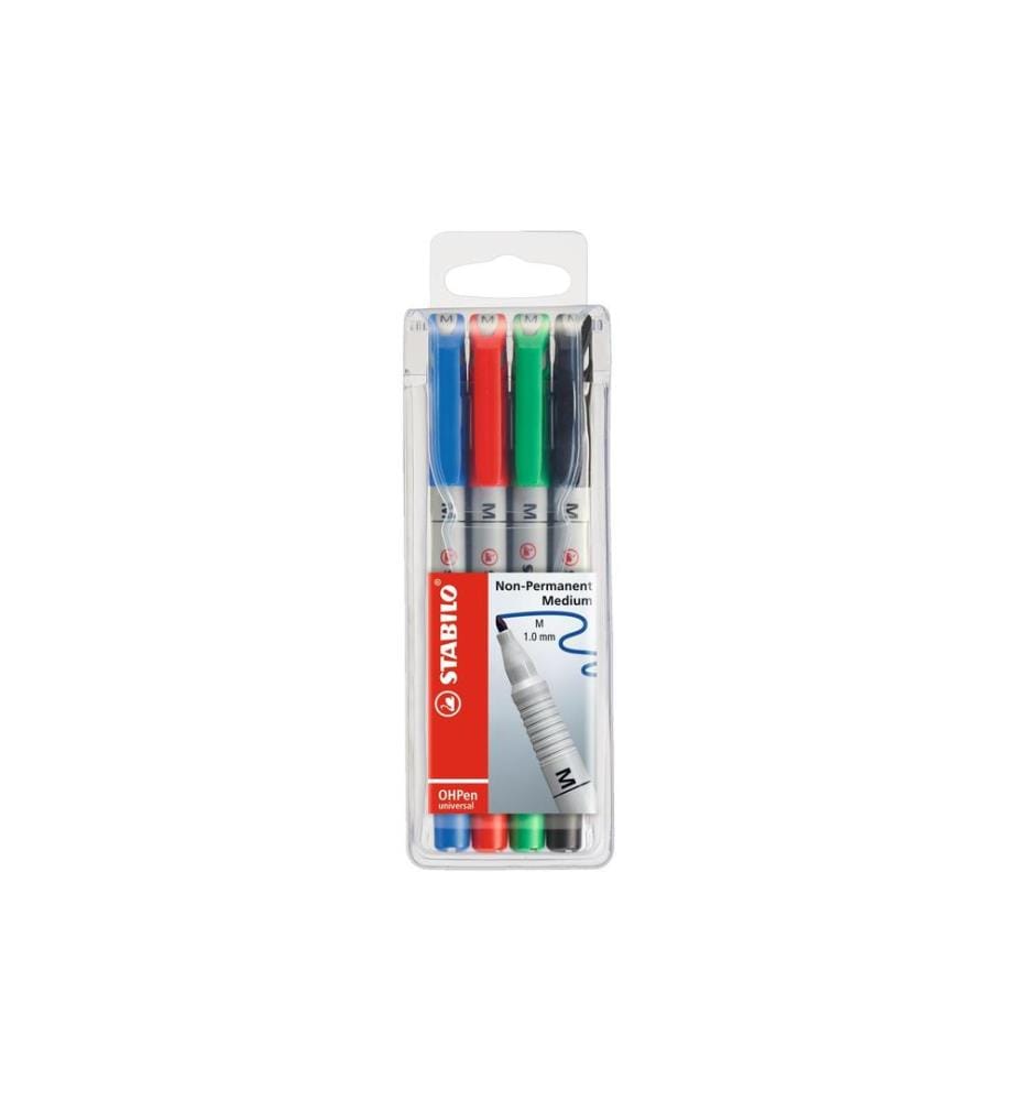 STABILO - Folienstift OHPen universal M 4 Stück, Mehrfarbig