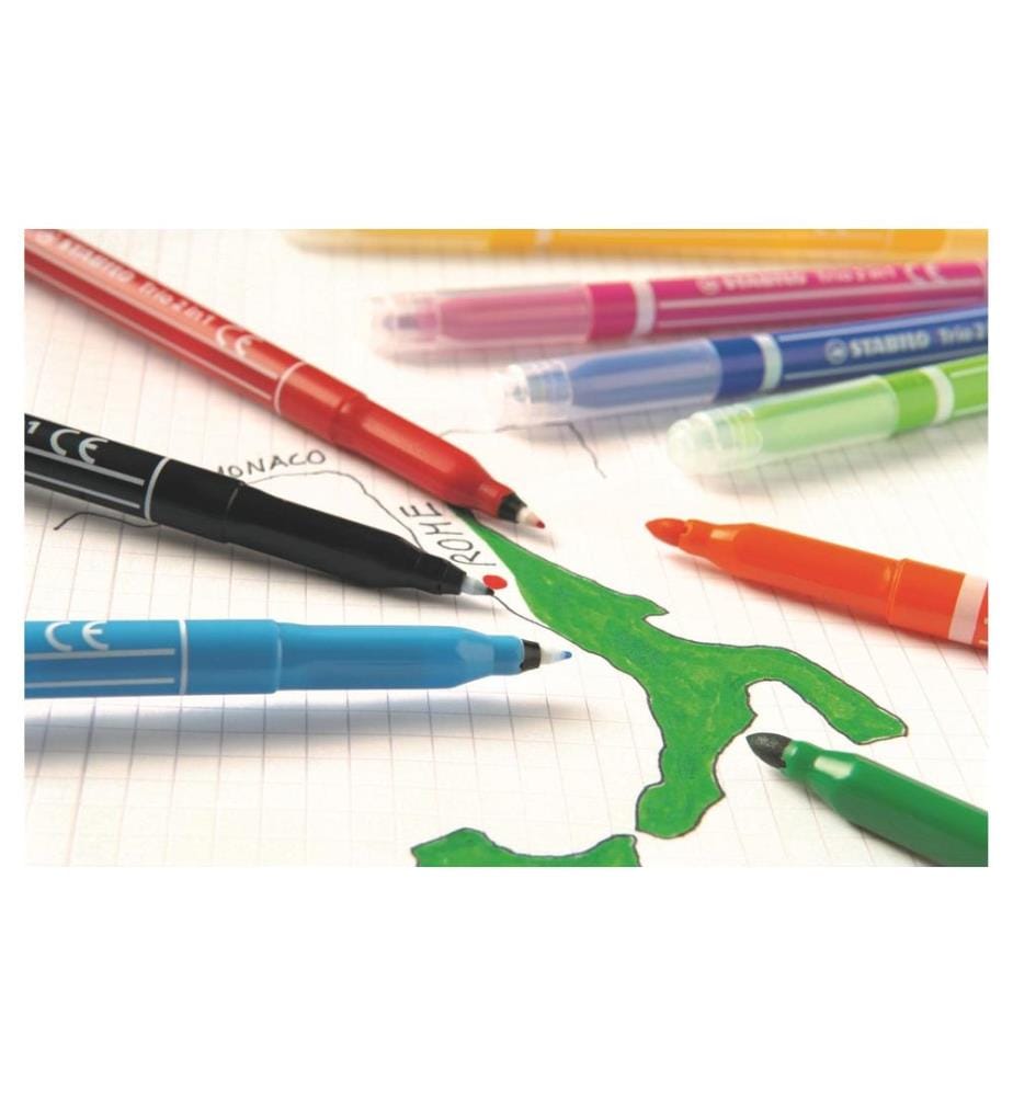 STABILO - Feutres de coloriage TRIO 2 en 1, 10 pièces