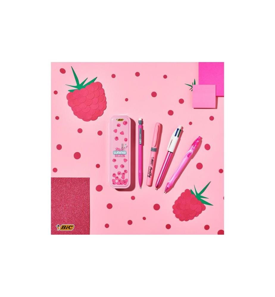 BIC - Stylo bille Summer pink Box 4 pièces