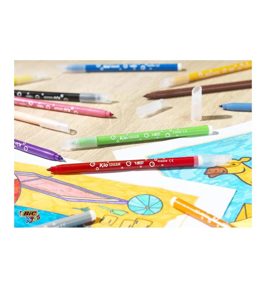 BIC - Filzstift Fasermaler Kid Couleur 24 Stück 0.8 mm, 24 Farben