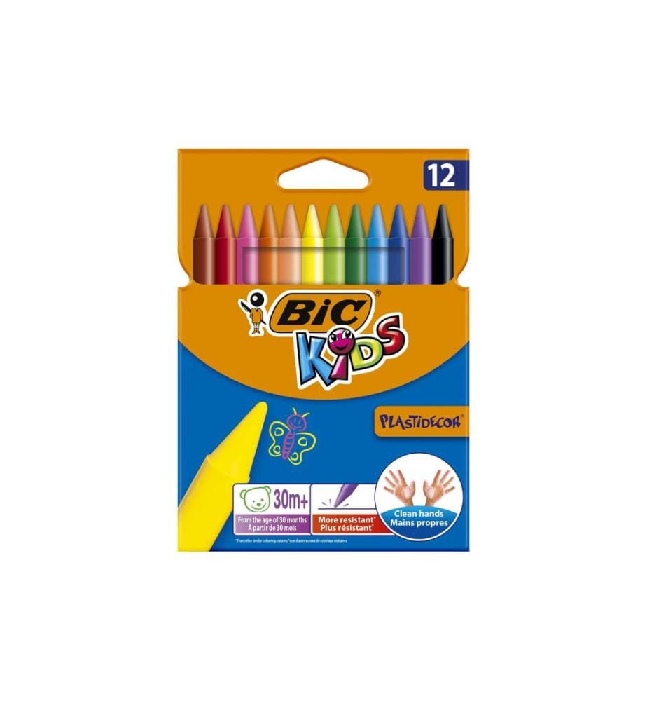 BIC - Crayon gras de couleur Plastidecor 12 pièces