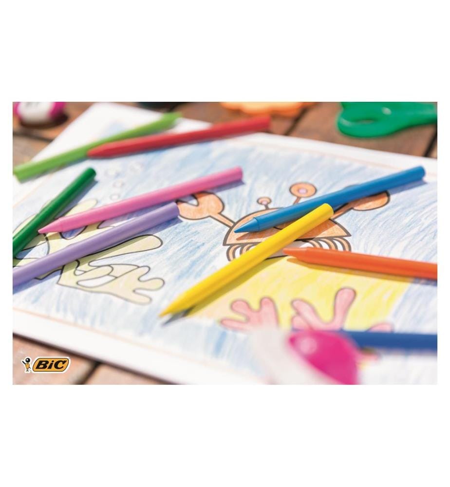 BIC - Crayon gras de couleur Plastidecor 12 pièces