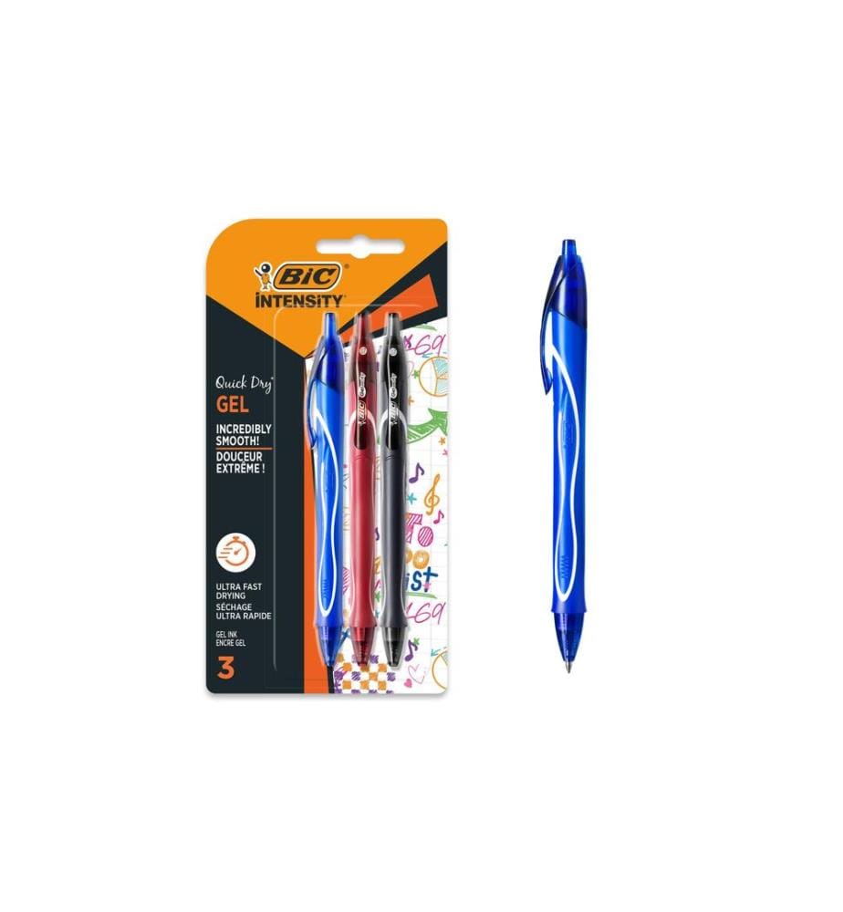 BIC - Stylo à encre gel Gel-ocity Quick Dry Set de 3 pièces