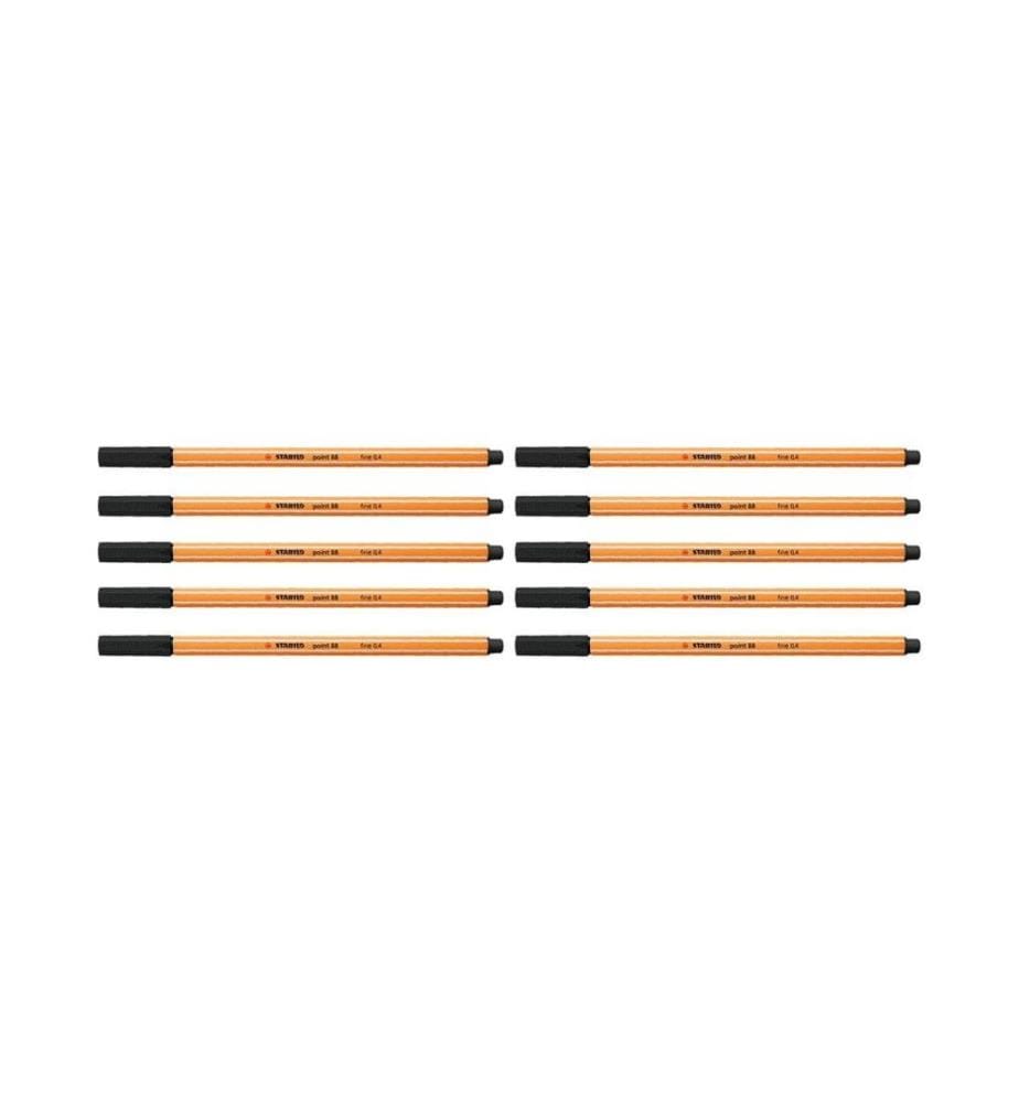 STABILO - Fineliner point 88 10 pièces, Noir