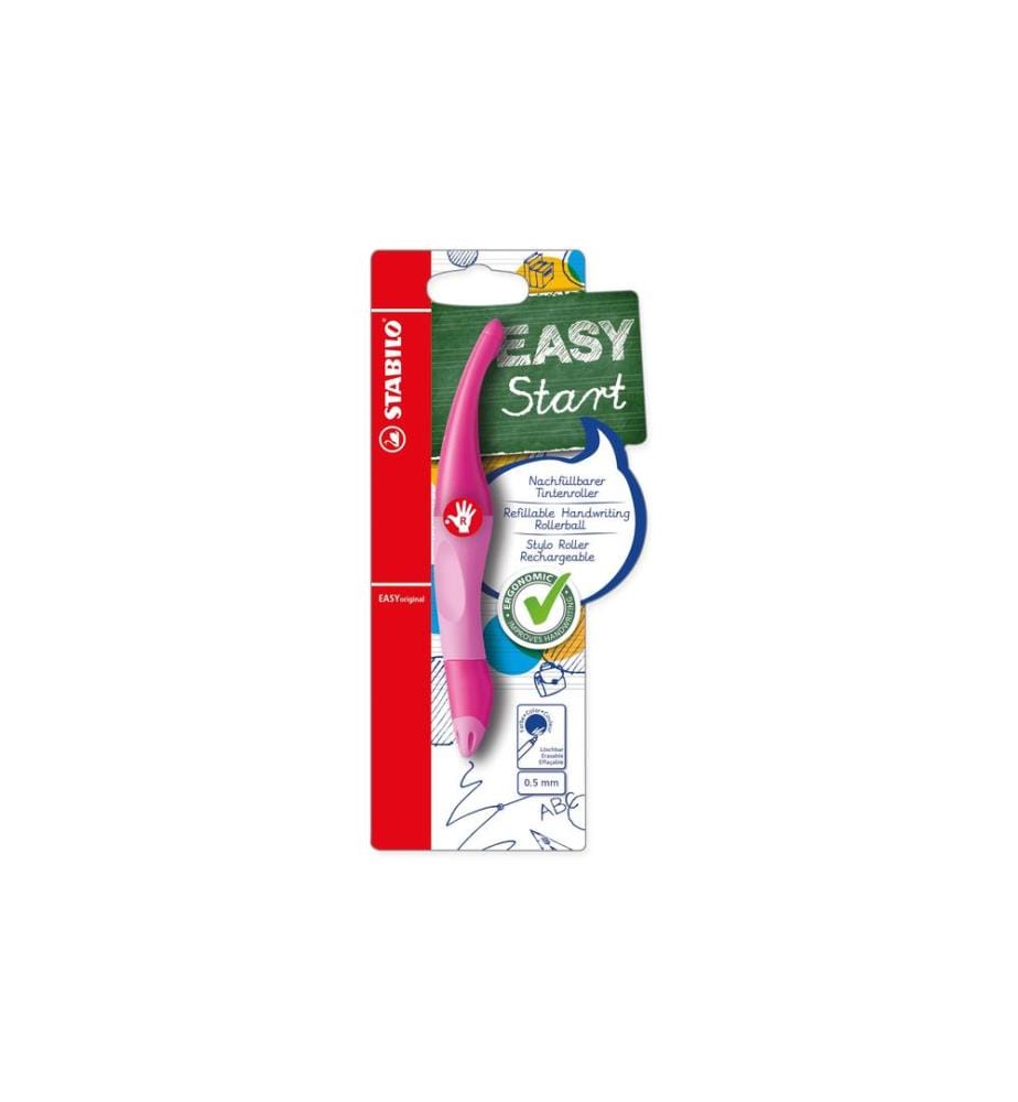 STABILO - Stylo à bille roulante Easy Start 0.5 mm, rose