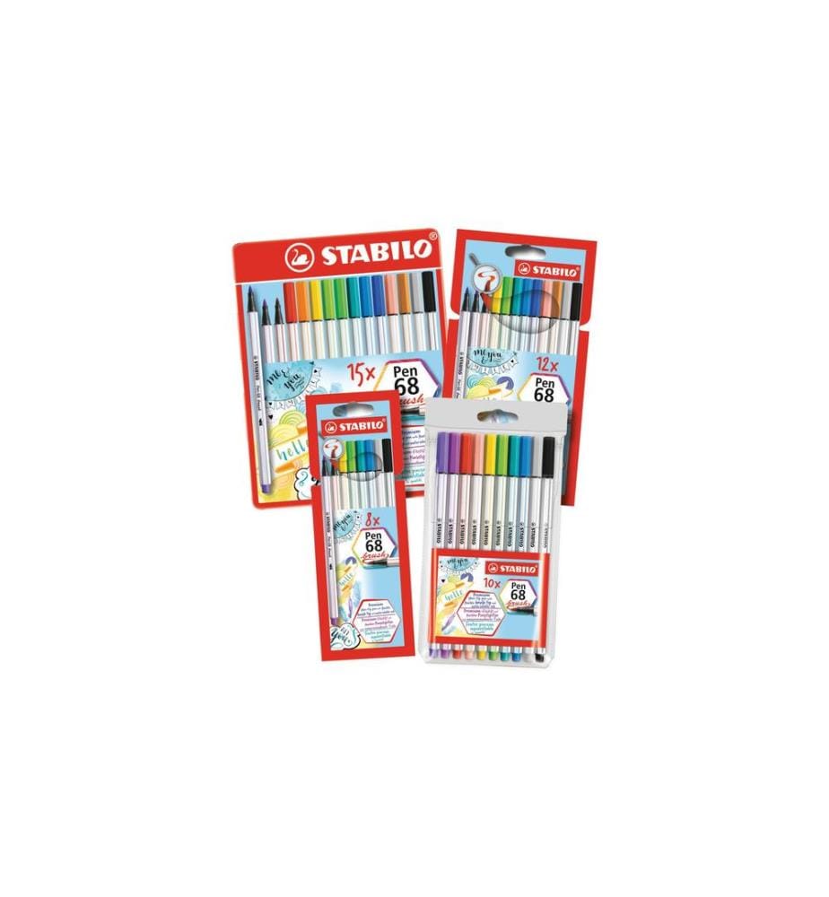 STABILO - Feutres de coloriage Pen 68 brush Boîte de 25 pièces en métal
