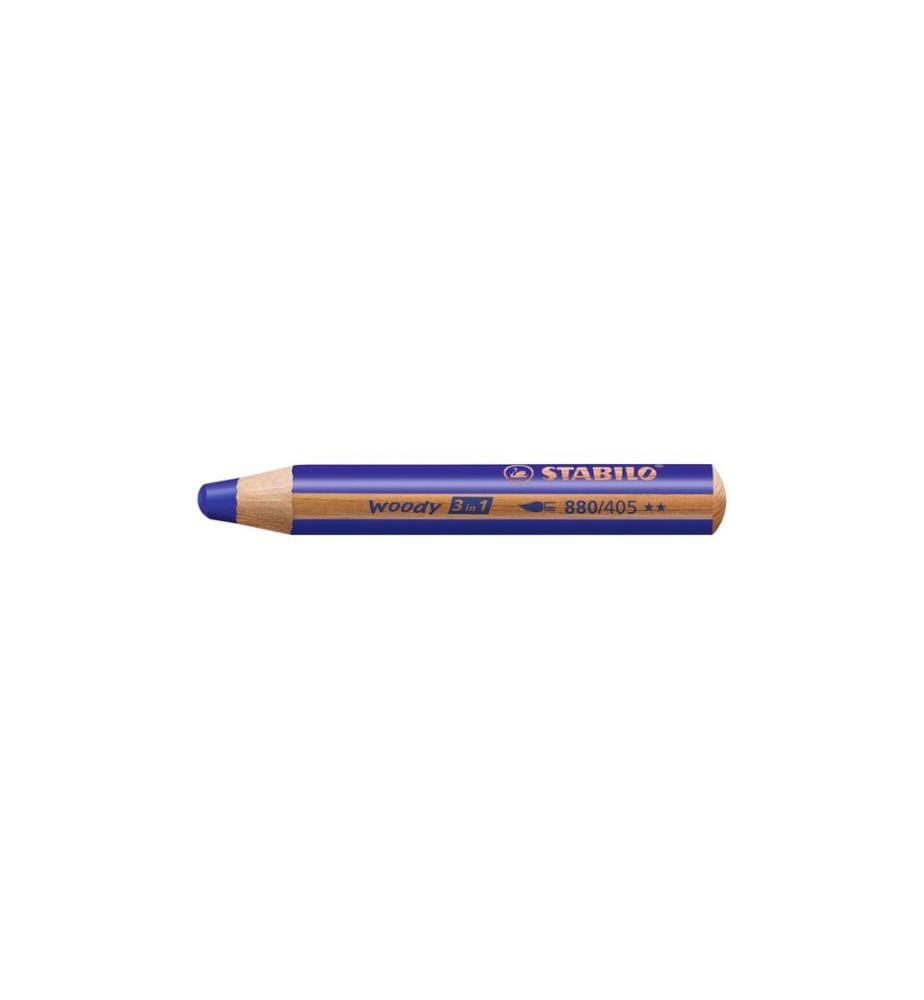 STABILO - Crayons de couleur Woody 3 en 1 Bleu outremer