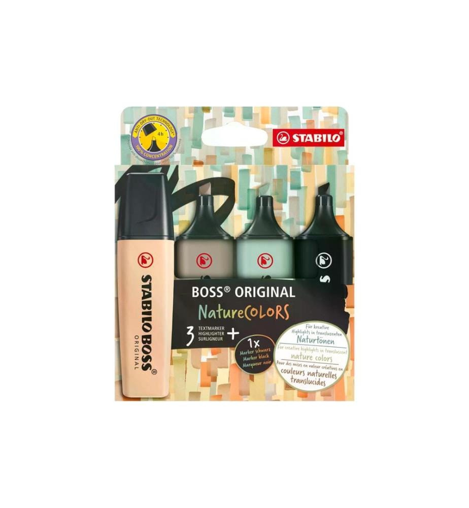 STABILO - Surligneur BOSS ORIGINAL NatureColors Lot de 4