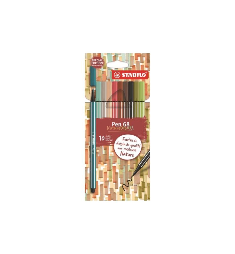STABILO - Fineliner Pen 68 NatureColors 10er, Mehrfarbig