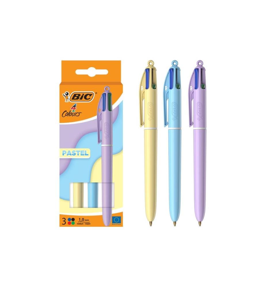 BIC - Mehrfarbenkugelschreiber 4 Colours Pastel 3 Stück