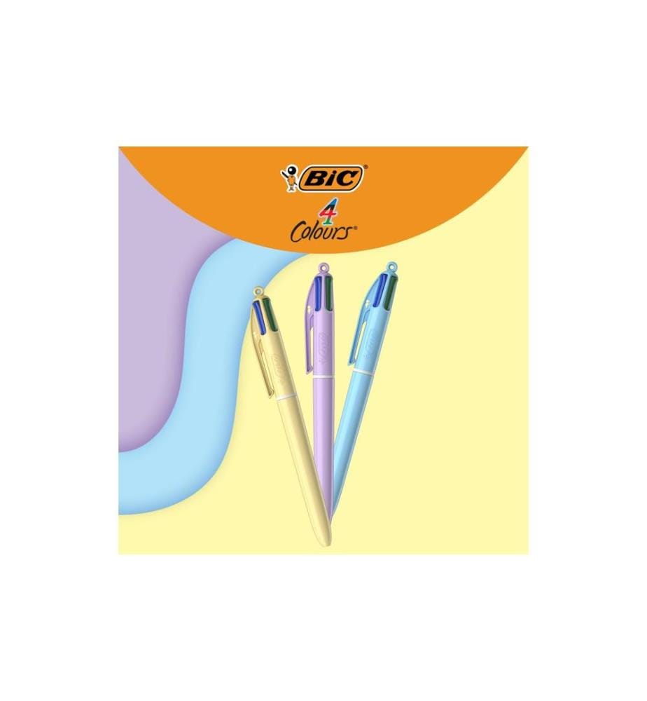 BIC - Mehrfarbenkugelschreiber 4 Colours Pastel 3 Stück