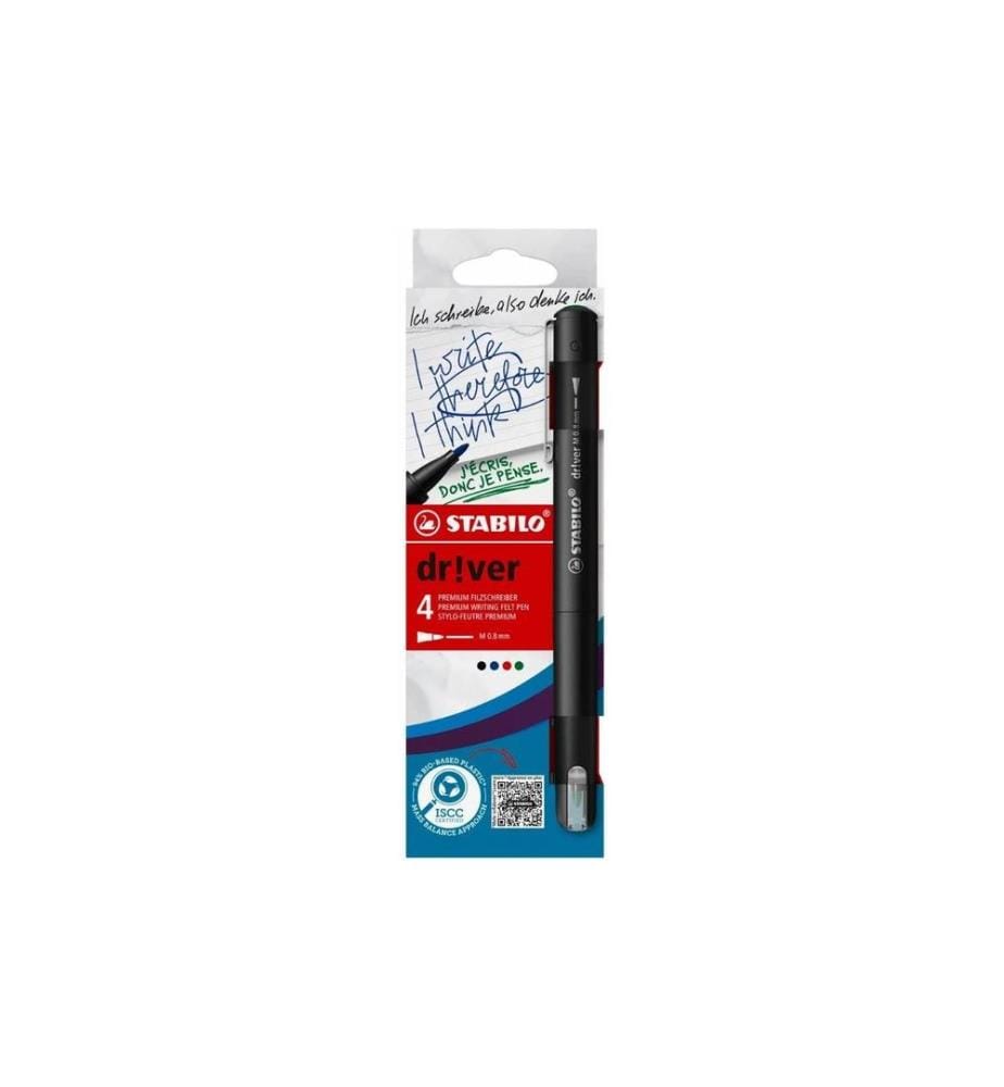 STABILO - Filzstift Driver medium 0.8 mm, 4er Etui