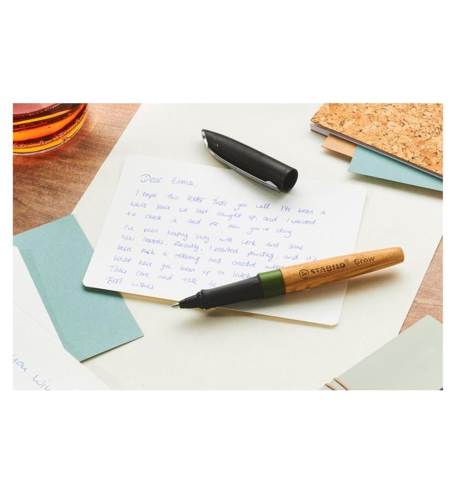 STABILO - Stylo bille Grow M, vert mousse / chêne
