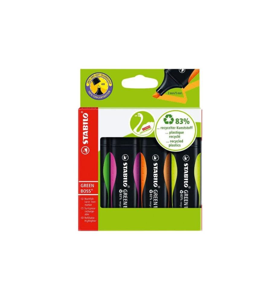 STABILO - Surligneur Green Boss 4 pièces