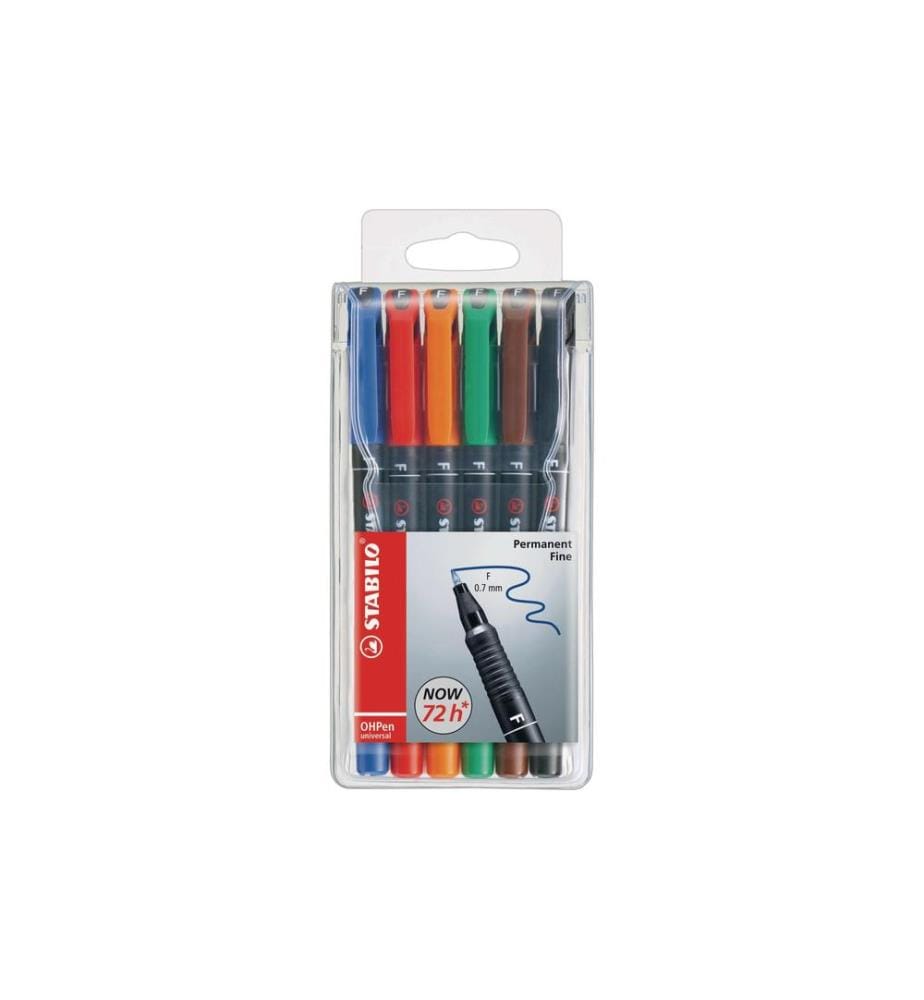 STABILO - Stylo à feuilles OHPen universel F 6 pièces, imperméable