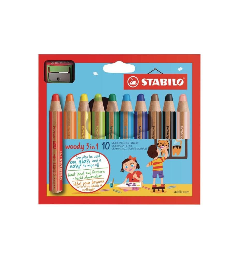 STABILO - Farbstifte Woody 3in1 10 Stück, ink. Spitzer