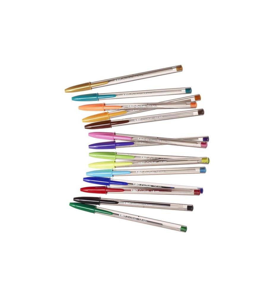 BIC - Kugelschreiber Cristal Set 0.3 mm, Mehrfarbig, 15 Stück