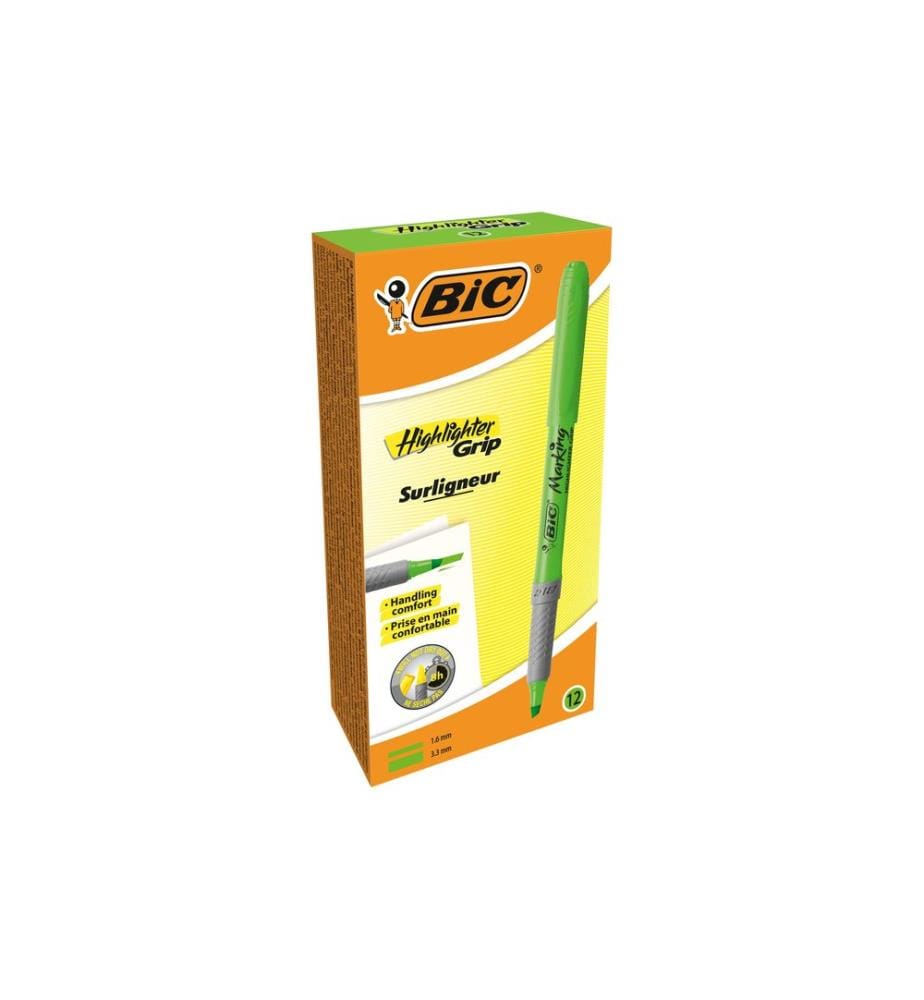 BIC Textmarker Brite Liner Grip 12 Stück, Grün