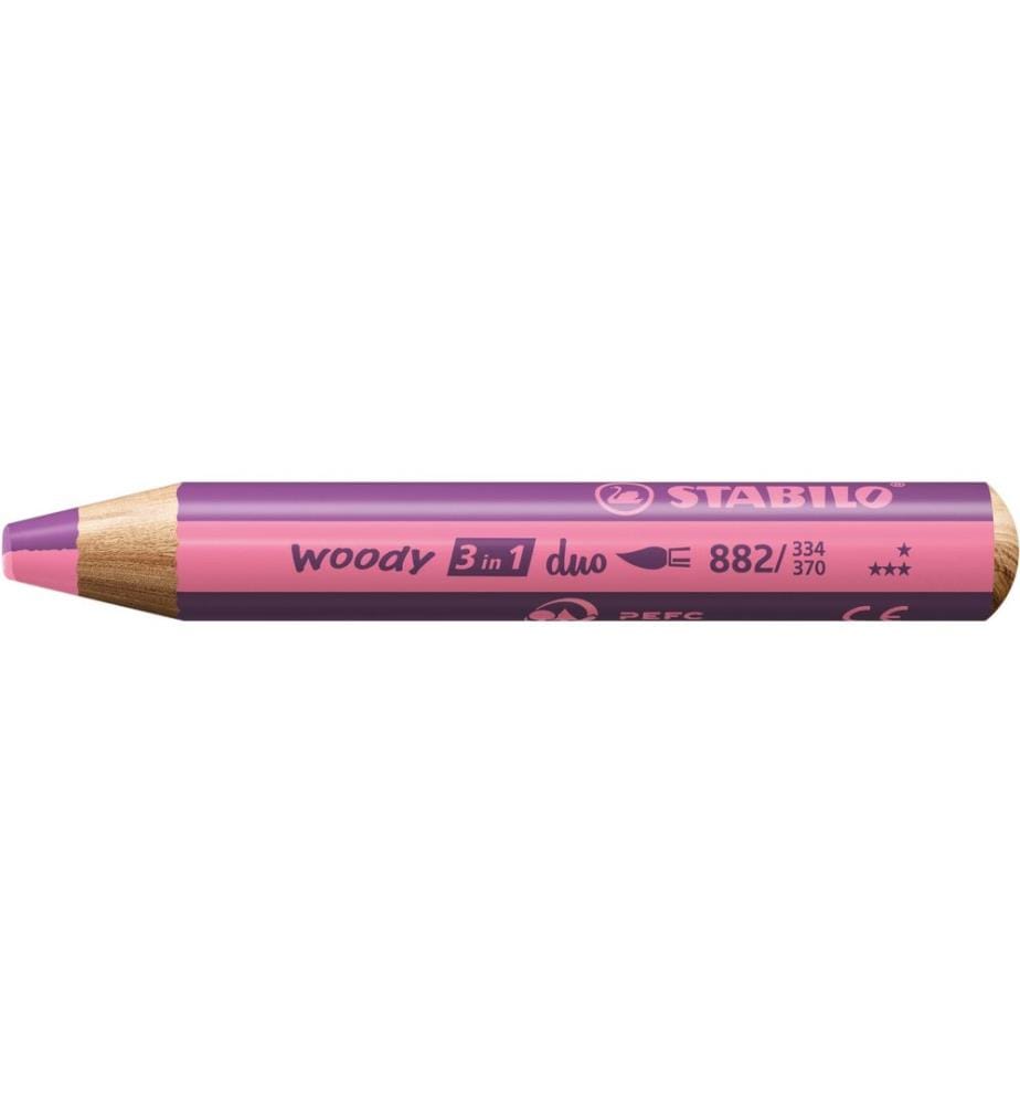 STABILO Wachsmalstifte Woody 3 in 1 duo Pink / Lila