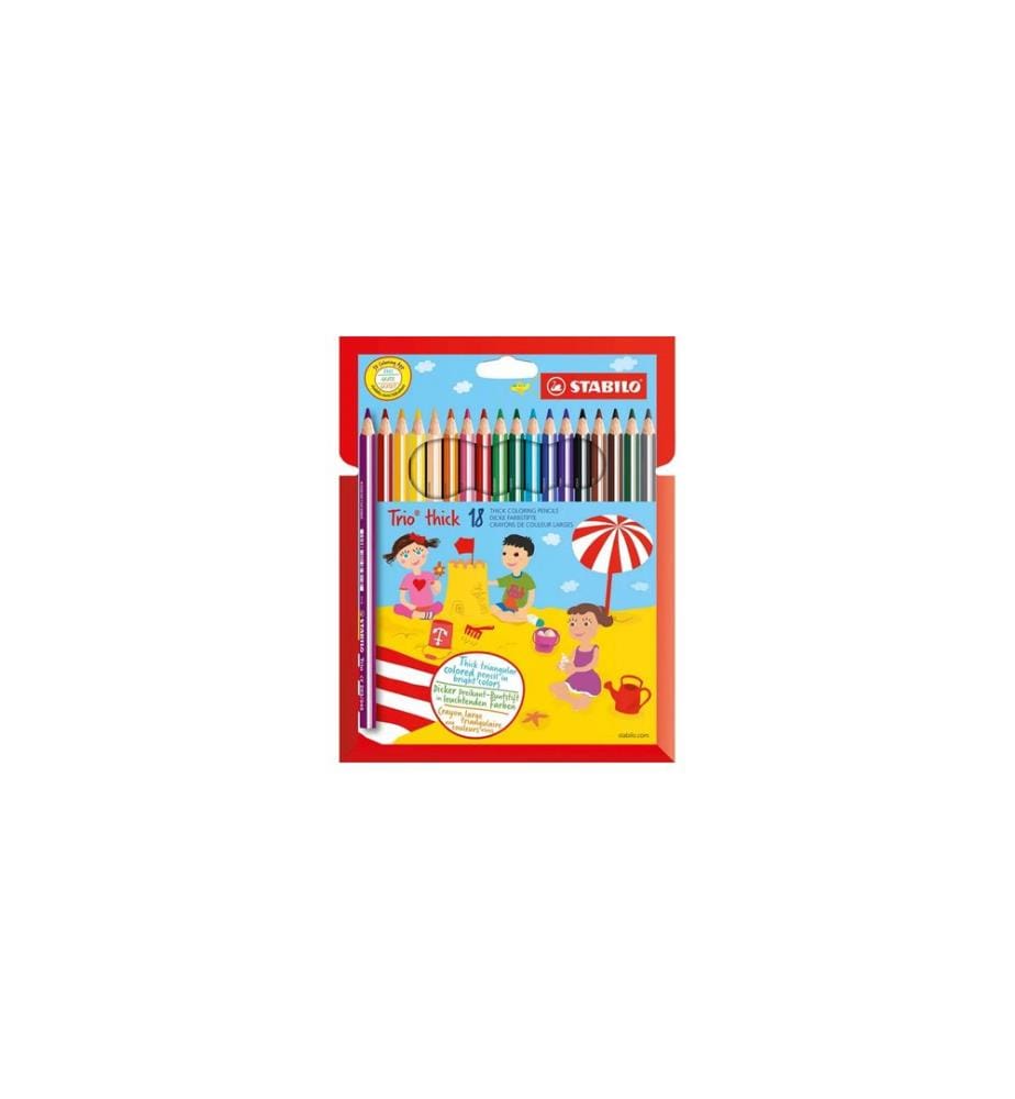 STABILO Crayons de couleur Trio épais étui 18 pièces