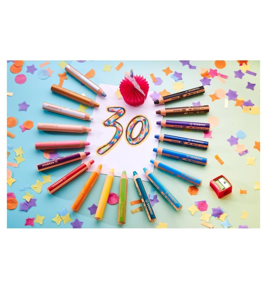STABILO woody 3in1 10er Etui ink. Spitzer 30years of fun