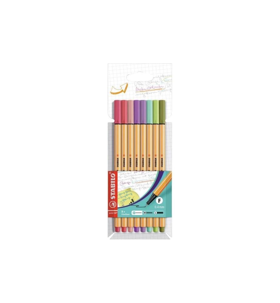 Lot de 8 feutres STABILO point 88 en étui carton