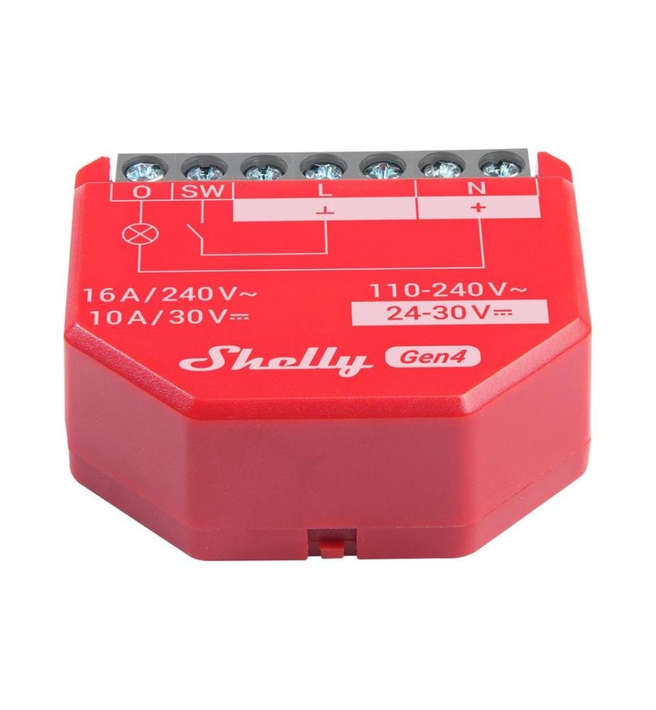 SHELLY - WLAN-Schaltaktor 1PM Gen4 Rot, 16 A