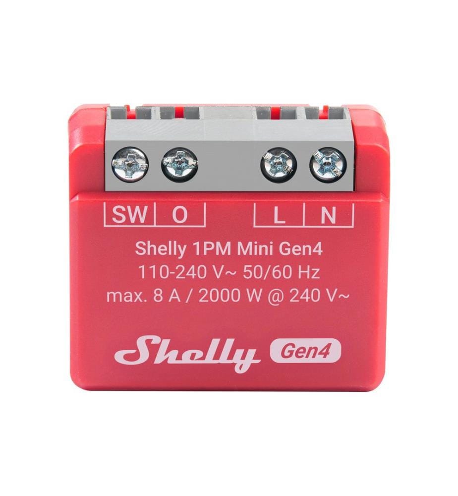 SHELLY - WLAN-Schaltaktor 1PM Mini Gen4 WiFi-Switch Rot, 8 A