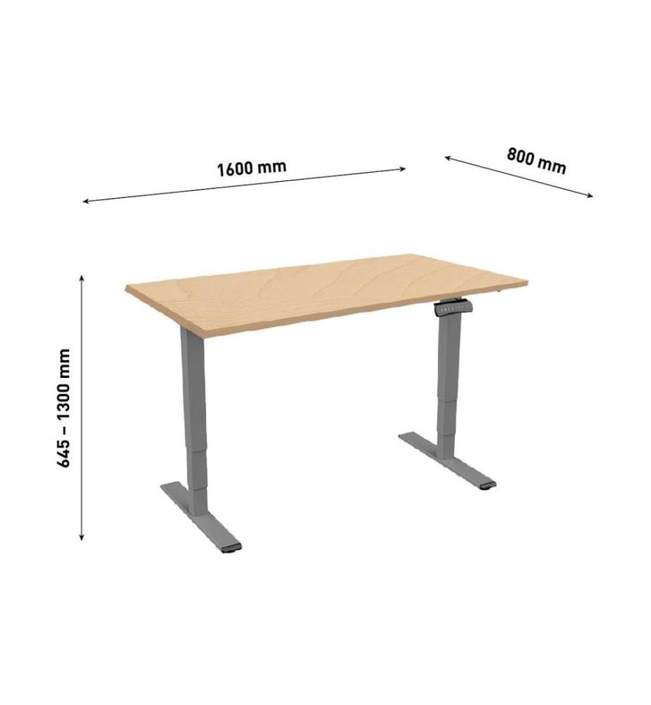 CONTINI - ET225E 1.6 x 0.8 m, Dunkelgrau/Ahorn