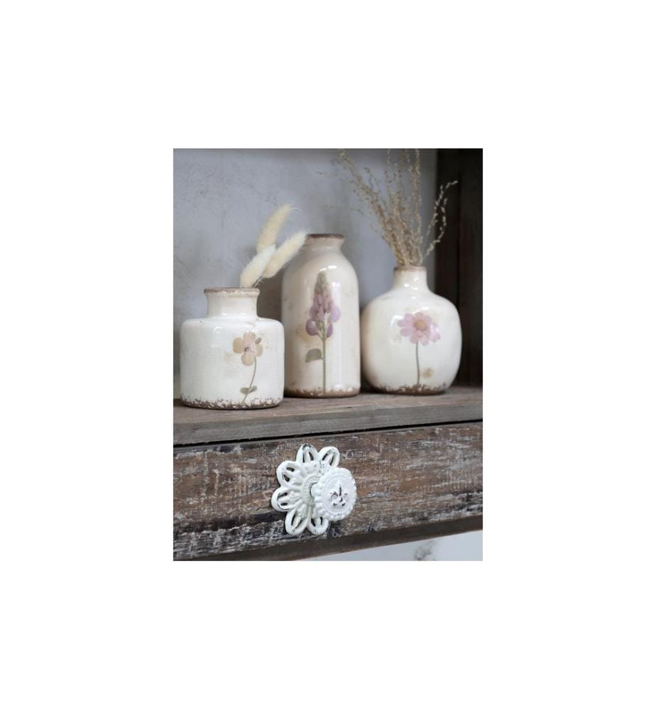 CHIC ANTIQUE - Möbelgriff mit französischer Lilie Ø 8 cm, antik Créme