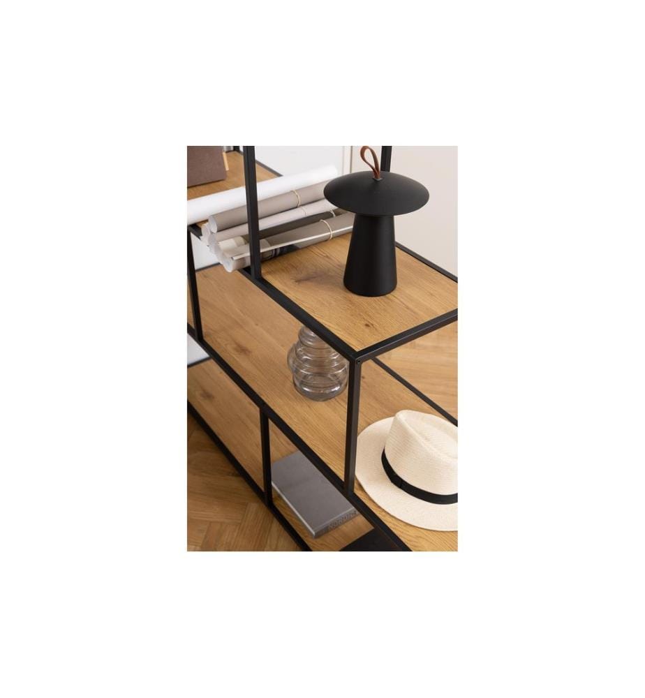 AC Design - Regal Seaford 135 x 35 x 150 cm, Schwarz/Nature