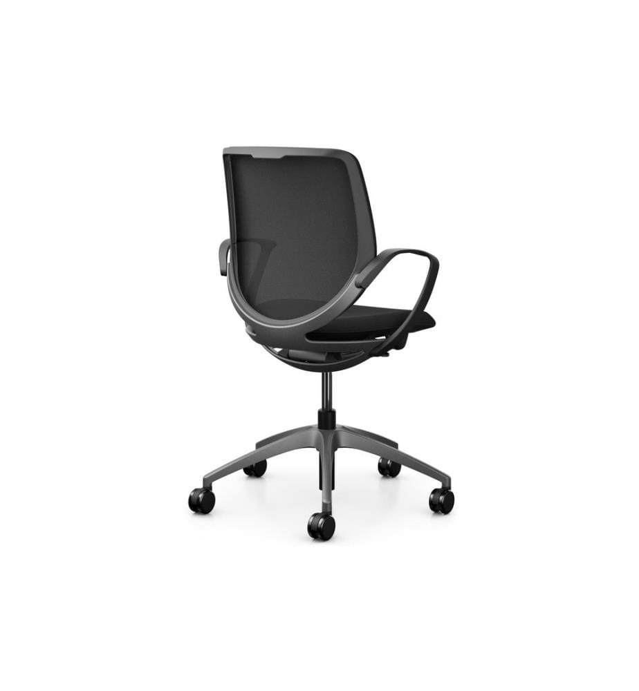 Giroflex - Bürostuhl 313 mit Netzrücken und Armlehnen, Schwarz