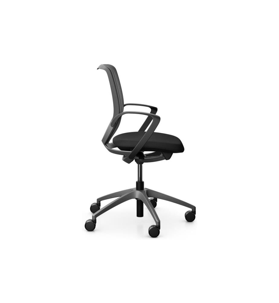 Giroflex - Bürostuhl 313 mit Netzrücken und Armlehnen, Dunkelgrau