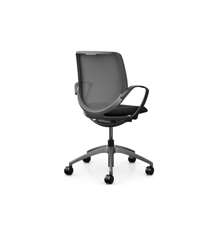 Giroflex - Bürostuhl 313 mit Netzrücken und Armlehnen, Dunkelgrau