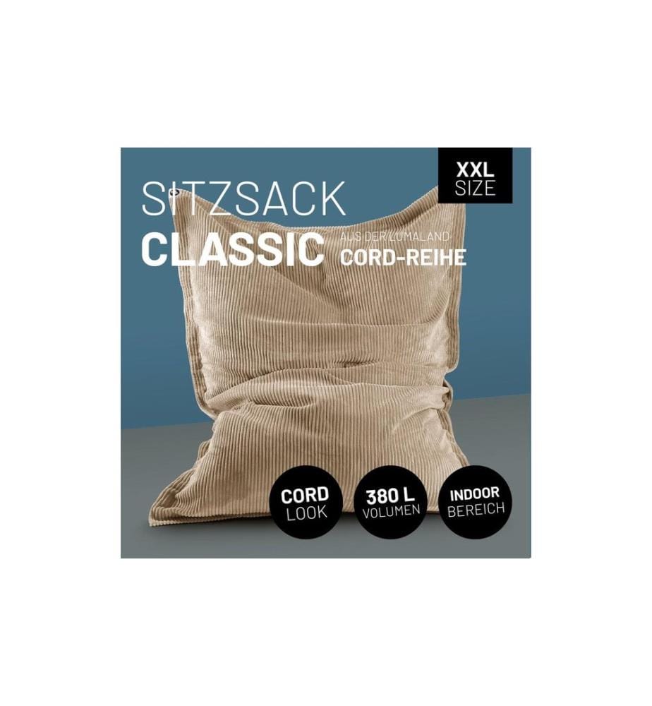 Lumaland - Sitzsack Cord Beige, 380 l