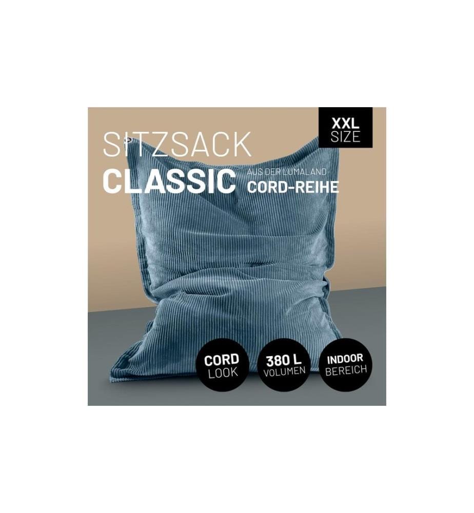 Lumaland - Sitzsack Cord Blau, 380 l