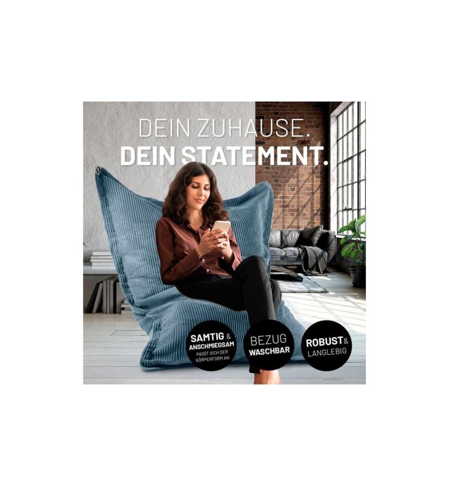 Lumaland - Sitzsack Cord Blau, 380 l