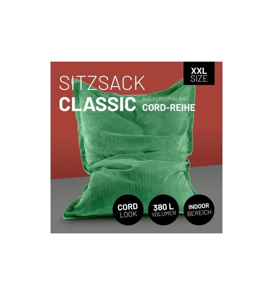 Lumaland - Sitzsack Cord Dunkelgrün, 380 l