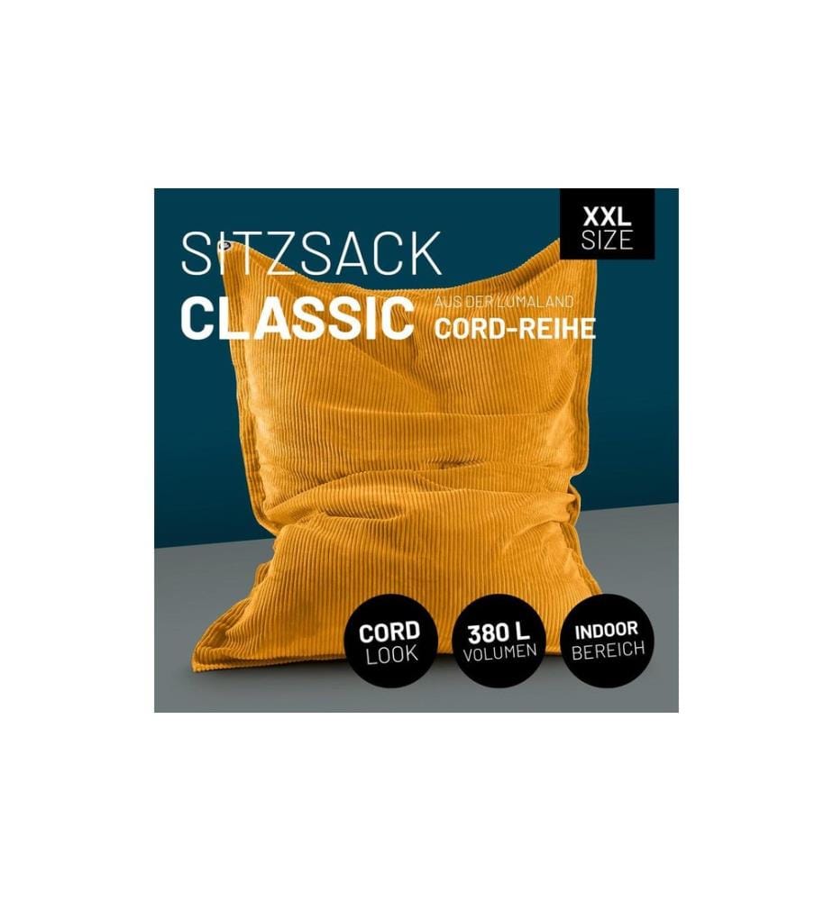 Lumaland - sac pour s'asseoir Cordon Jaune moutarde, 380 l