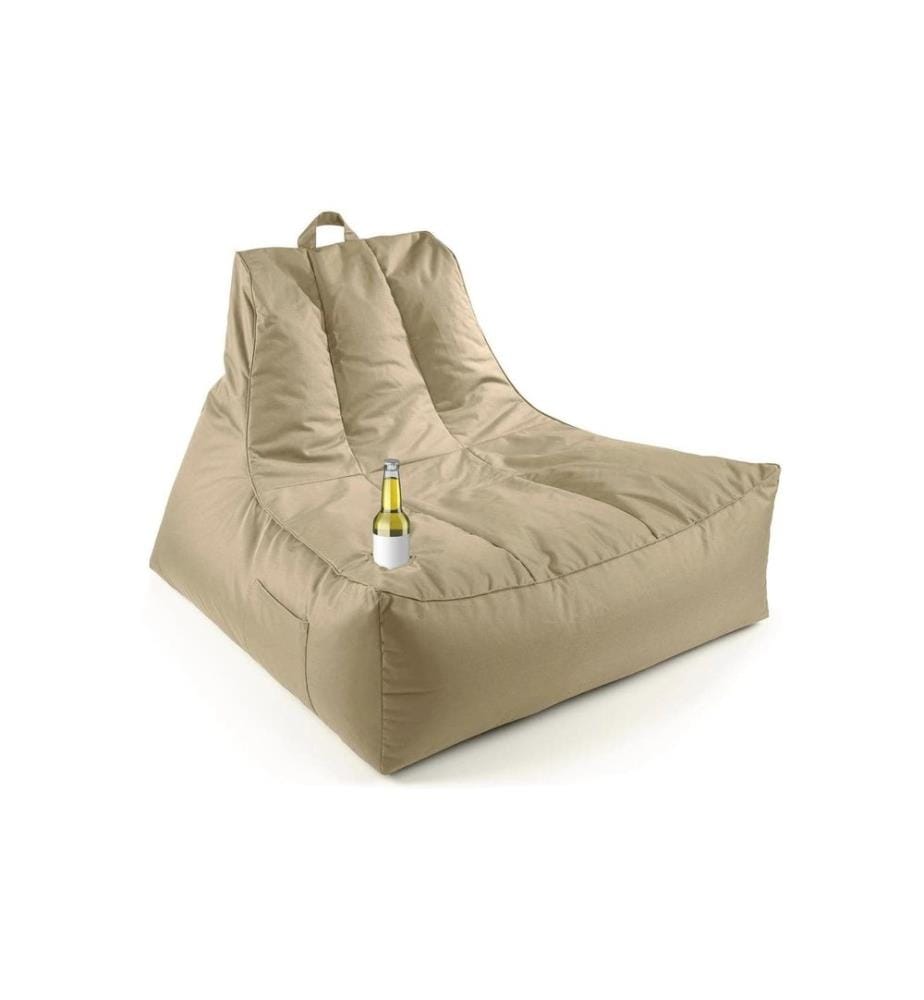 Lumaland - Sitzsack Lounge mit Flaschenhalter Beige, 380 l