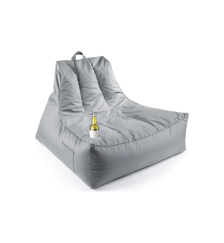 Lumaland - Sitzsack Lounge mit Flaschenhalter Grau, 380 l